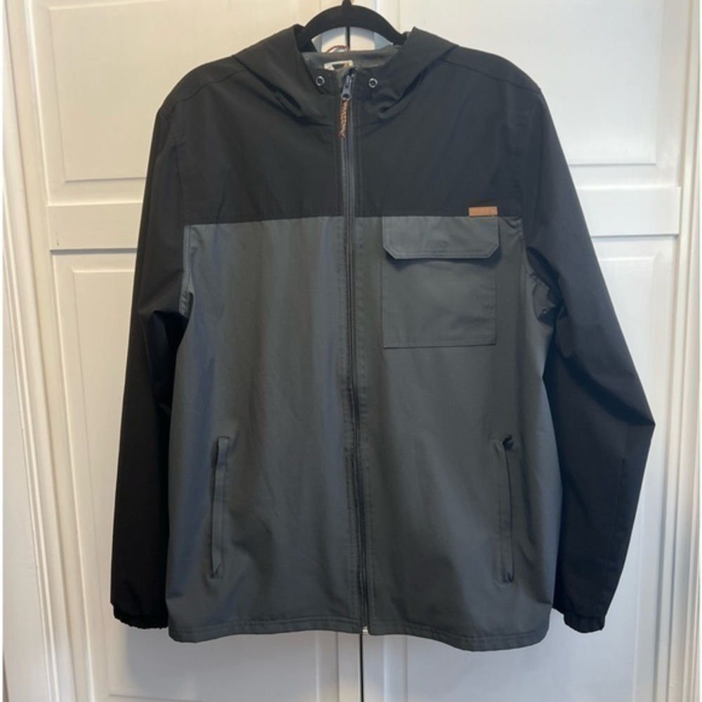 Voyager Men’s Windbreaker Jacket With Hoodie Size Large Color Gray And Black